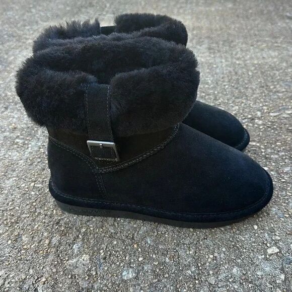 BearPaw Abby Ankle Foldover Boots Black Women’s Size 6 - Picture 3 of 10